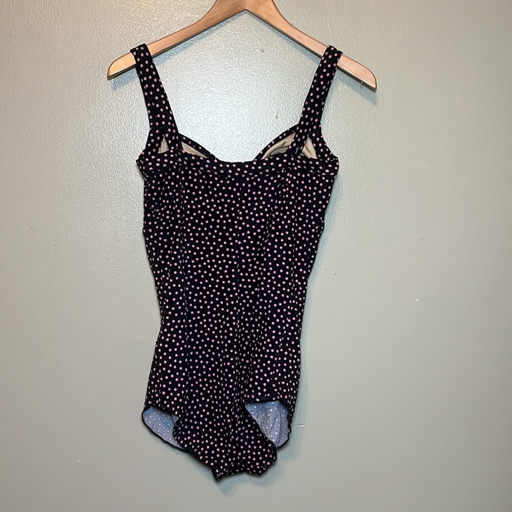 Maxine of Hollywood one piece swim suit, women’s size 16, black/purp polkadot - Picture 4 of 7